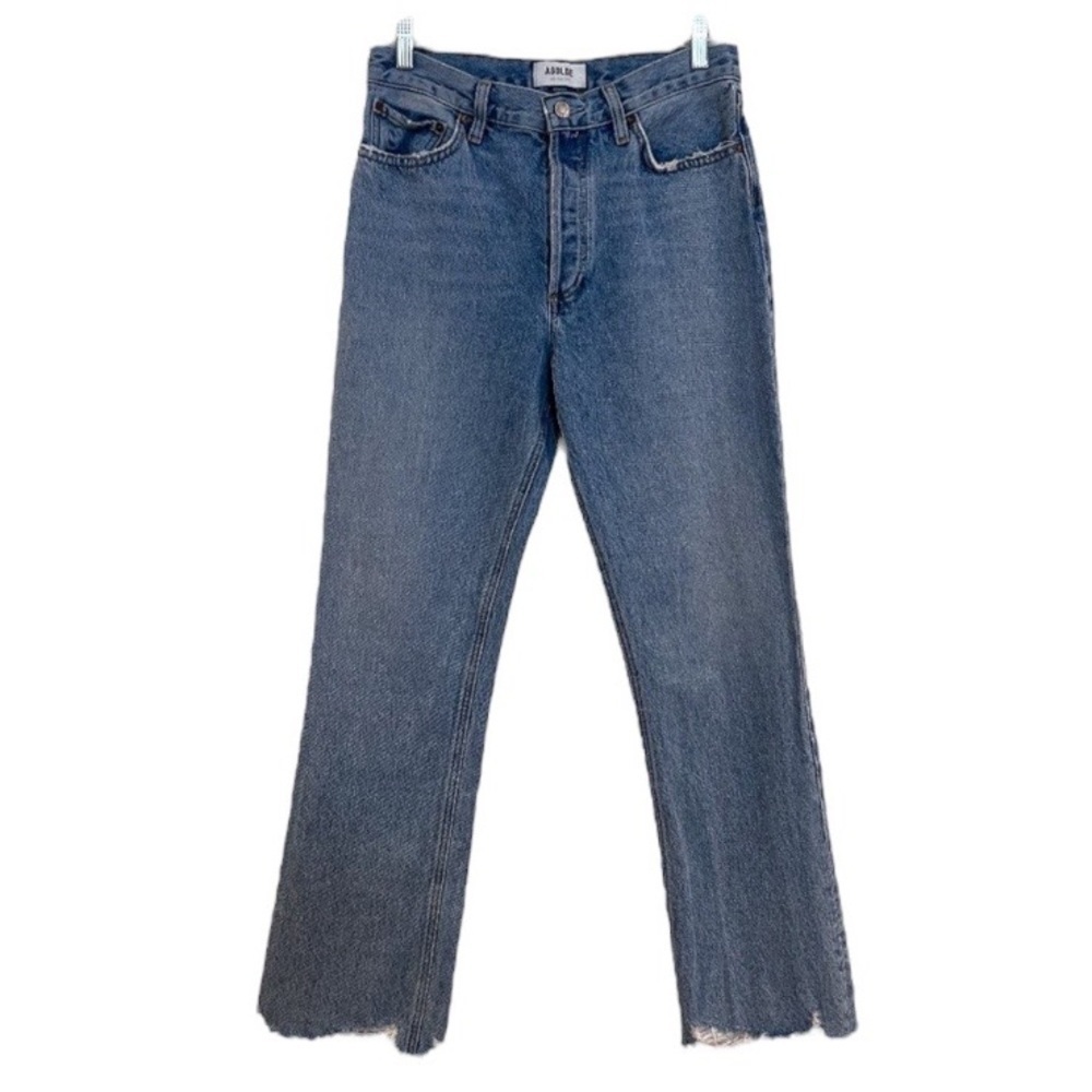 Agolde Light Wash Relaxed Boot Boho Classic High Waist Cut Raw Hem Denim Jean 27